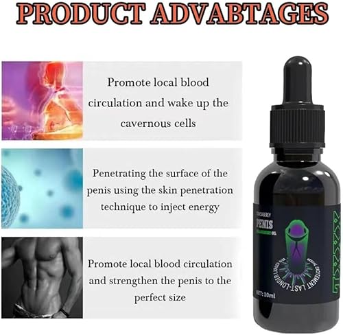 Miniatura 3 de Tonisaberey - Aceite de ampliación para hombres, aceite de masaje natural para cuerpo y pene con vitaminas A y E para promover el flujo sanguíneo,