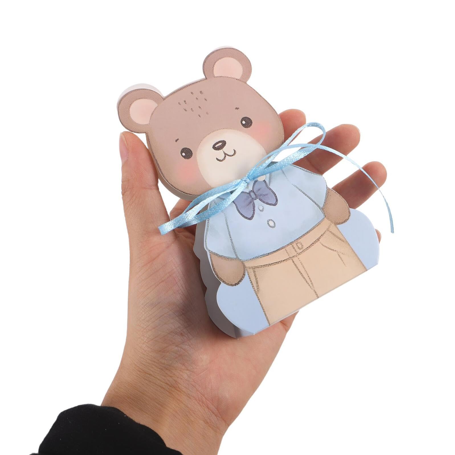 Cajas de Obsequio para Bebés Shower 50 Unidades Mini Cajas Plegables de Papel Diseño de Oso Azul para Centros de Mesa y Dulces en Fiestas de Primer Cumpleaños