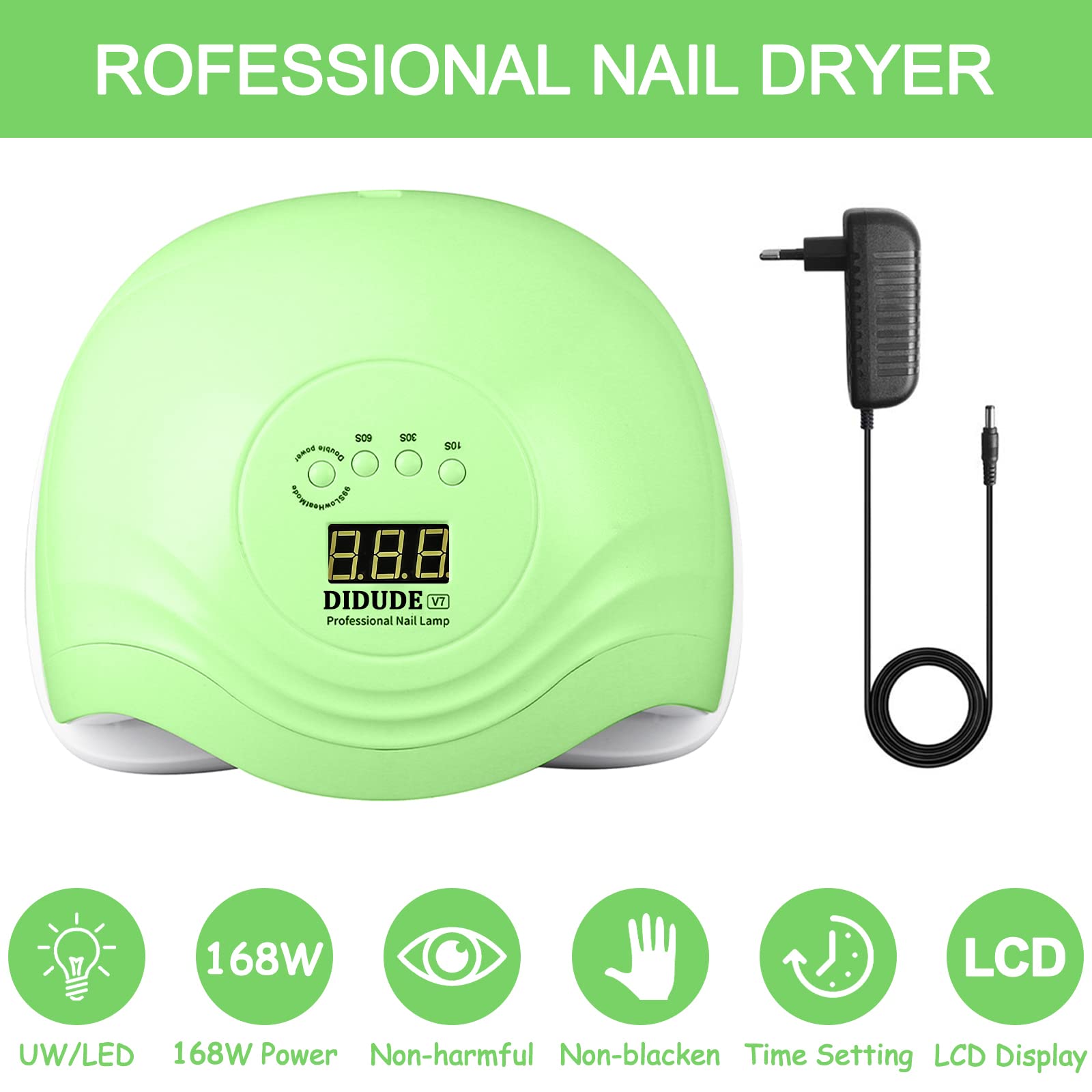 Lampada LED Unghie UV Professionale,168W Asciuga Unghie con Sensore Di Avvio Automatico,Display LCD e 4 Timer (10/30/60/99s),Per Manicure/Pedicure Lampada Asciuga Smalto Semipermanente