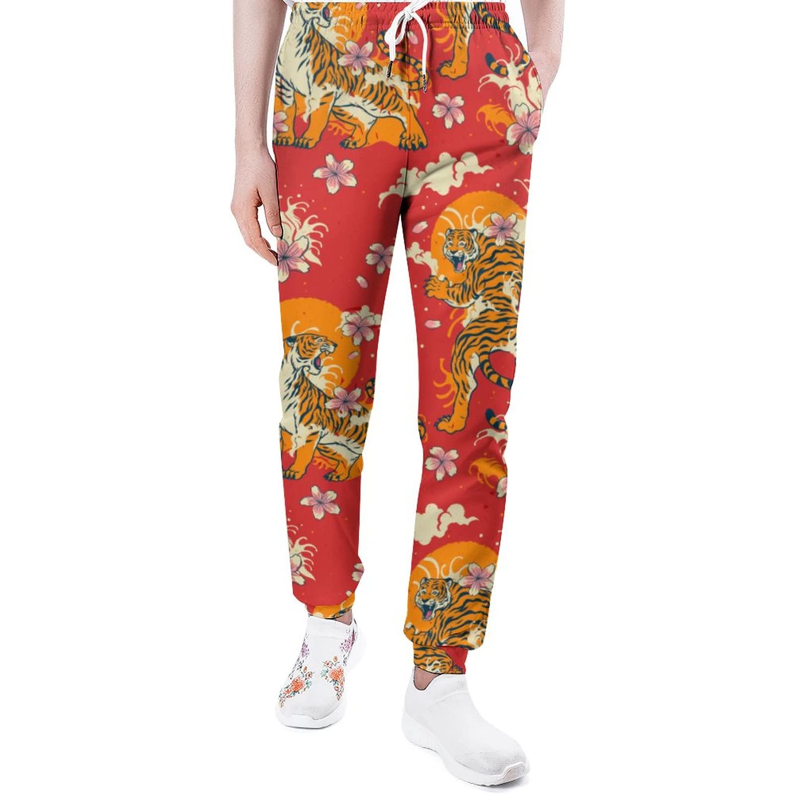 Amazon.co.jp: ロングパンツ 長ズボン 赤 和柄 虎 トラ 寅 メンズ 