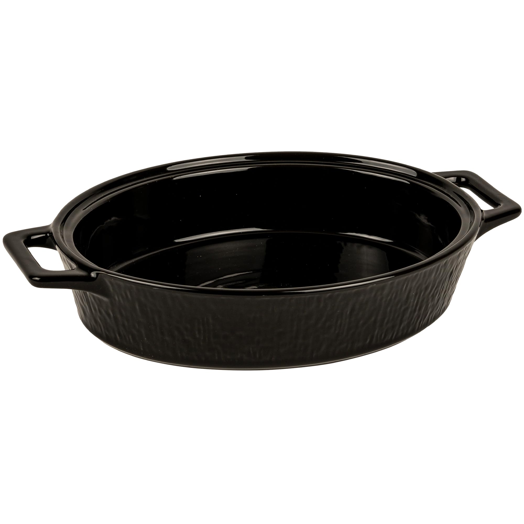 Auflaufform Keramik mit Deckel - 2.5L - Lasagne Oval Form Groß - Schwarz Auflaufformen mit Ständer Tealight - Ofenform - Backform - Lasagneform - Casserole Dish - Großkeramik