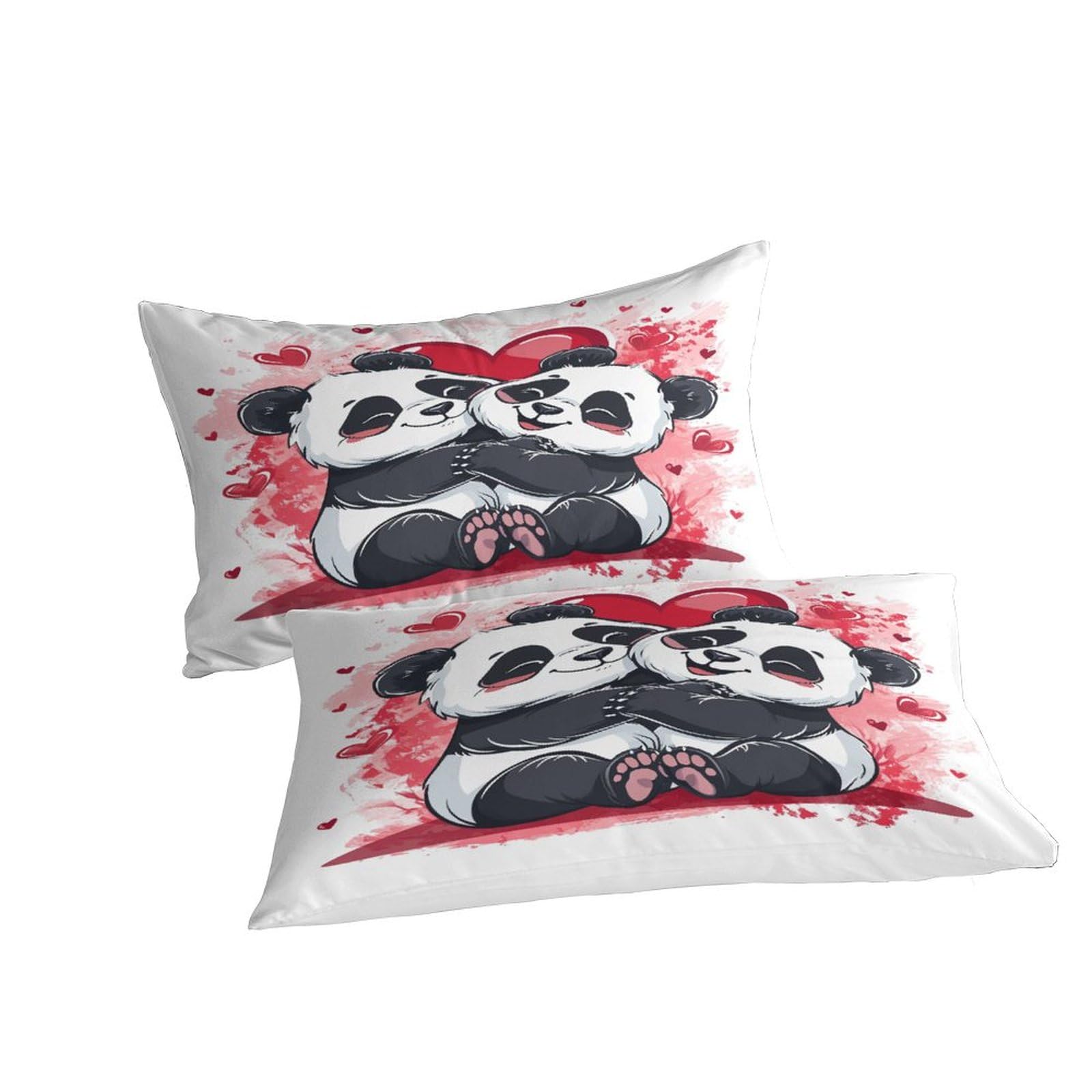 Pärchen Pandas 3D-Gedruckter Bettwäsche-Set Mit Bettbezug-Set Bedruckt Für Kinder Teenager ErwachseneTagesdecke Bezug Mit Weich Leicht Panda-Geschenk Duvet Cover 3-Piece König（220x240cm）