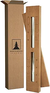 Sauna Sand Timer - Handmade from Canadian Red Cedar Wood - Wall-Mounted Rotating 15-Minute Hourglass with White Sand