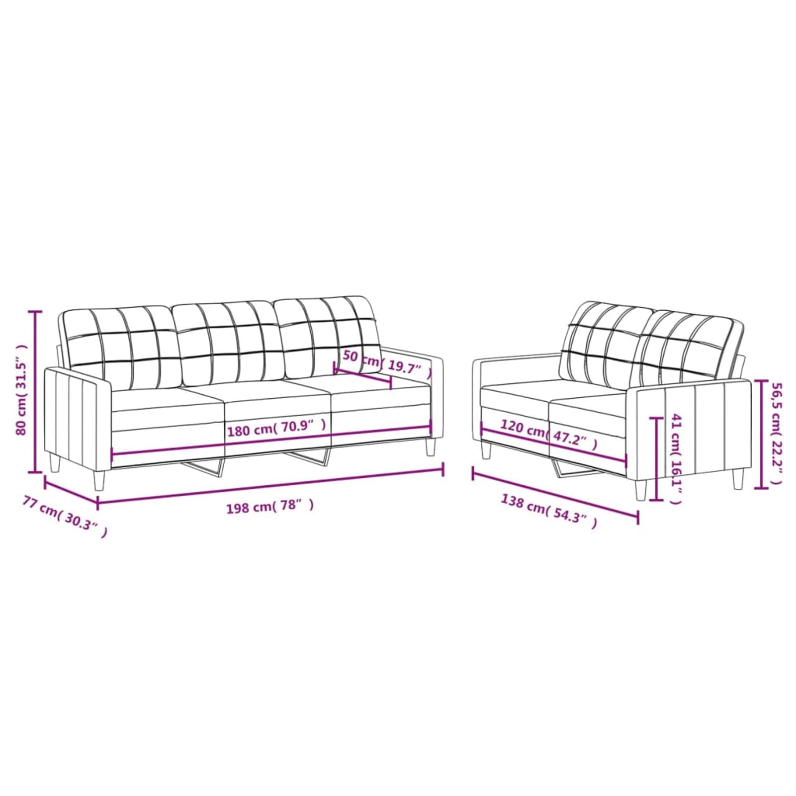 2-TLG. Sofagarnitur mit Kissen Creme Stoff, Sofa Mit Relaxfunktion, Couchgarnitur, Wohnzimmer Sofa, Couch, Sofa Set 3201308