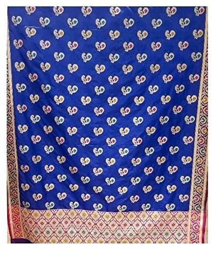 Faiz-e-Noor Peacock Motif Art Silk Dupatta (FZ2031_Blue_Free size)