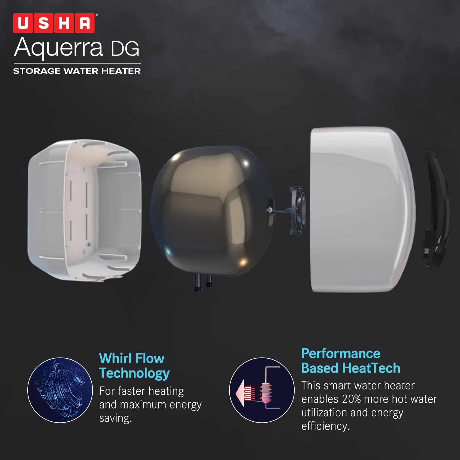 Usha Aquerra Dg 25 Litre 5 Star Digital Storage Water Heater With Remote  (White), Wall Mounting : Amazon.in: Home u0026 Kitchen