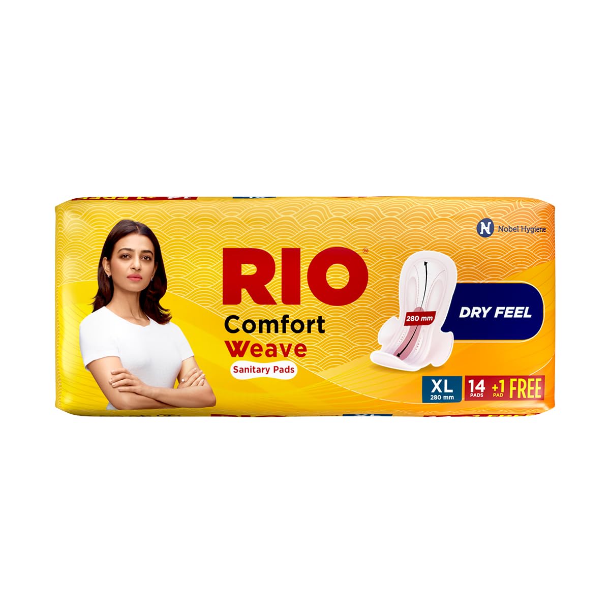 RIO Sanitary Pads for women, Comfort Weave with Wings (XL) - (280mm, Pack of 15)