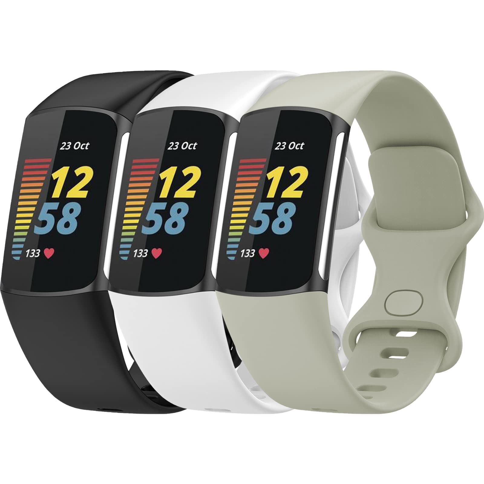 TopPerfekt Bands Compatible with Fitbit Charge 6, Adjustable Soft Silicone Sport Replacement Watch Band Straps Wristbands Bracelet for Charge 6/5