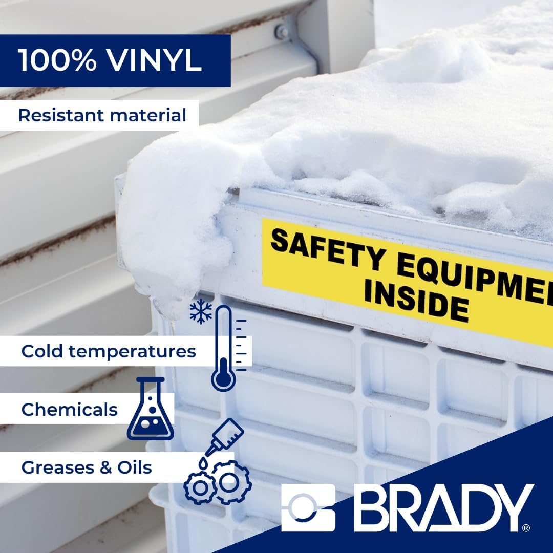 Brady Taśma do Drukarek Etykiet M410, M510, M511 – Samoprzylepne Etykiety Przemysłowe – Czarny na Białym (19,05 mm x 7,62 m) – M4C-750-595-WT-BK