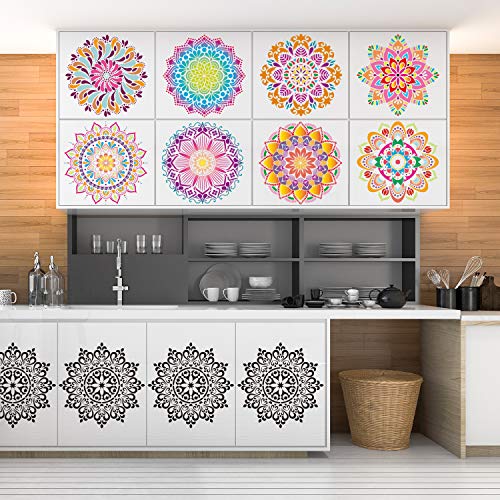 Image of CZONG 9 Pack 12 X 12 Inch Large Rangoli Stencils Mandala Stencil Laser Cut Painting Template For Diy Art|Wall Stencil|Tile Stencil|Floor Stencils-Wall Stencils For Painting Large Pattern