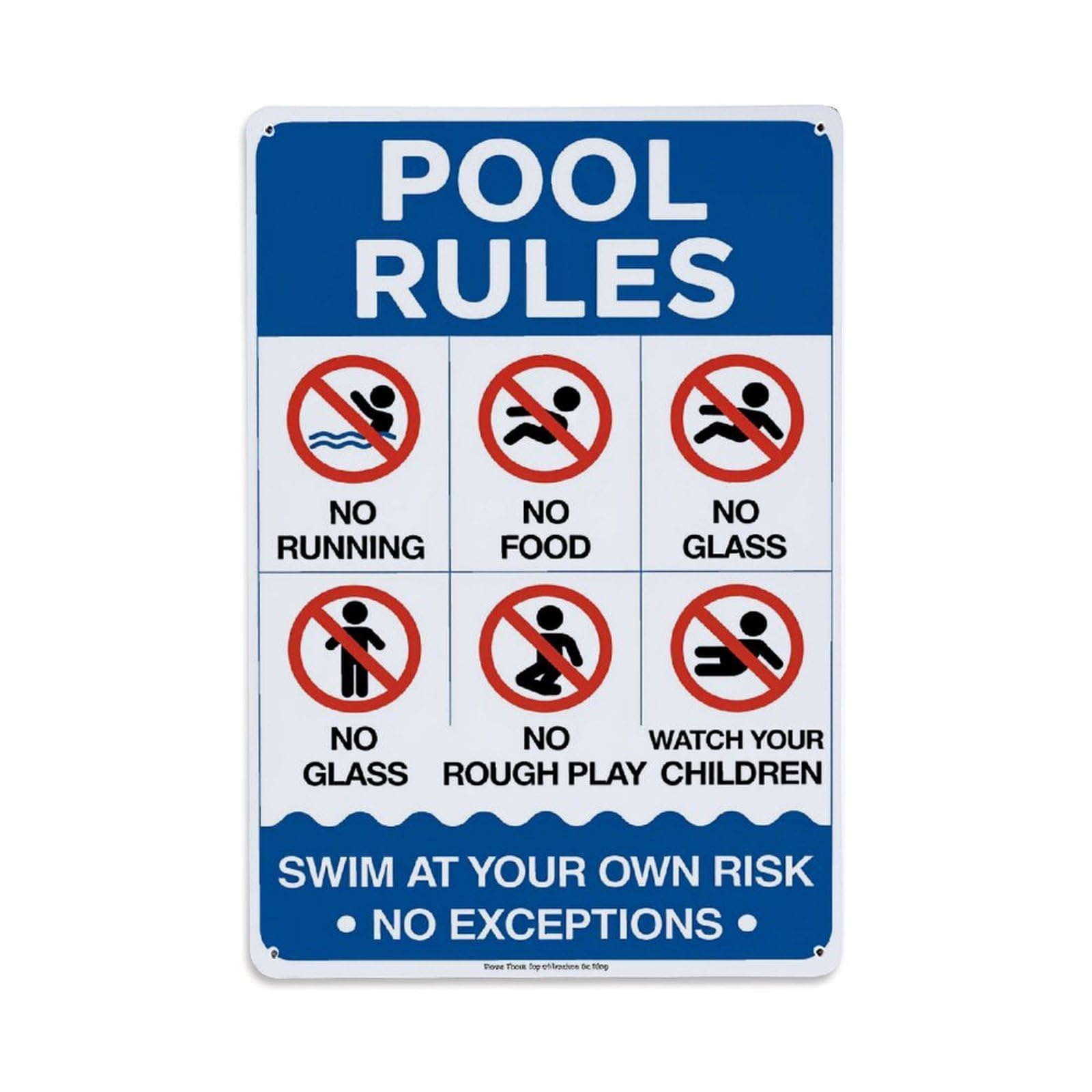 Enderetf Vintage Pool Rules Sign With Icons Tin Sign Metal Poster, Home Bar Garage Man Cave Cafe Indoor & Outdoor Wall Decoration 8X12inches