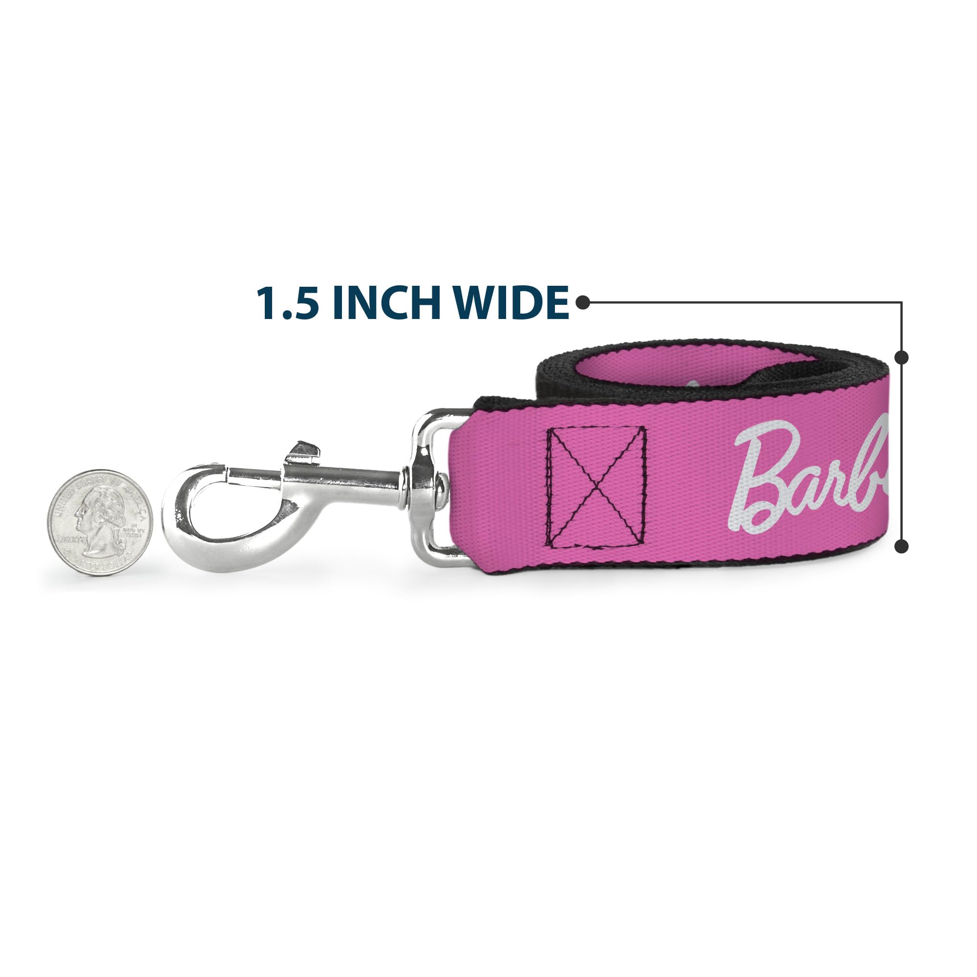 Mattel Hundeleine, Hundeleine, Barbie-Logo, Rosa-Weiß, 1,8 m lang, 3,8 cm breit