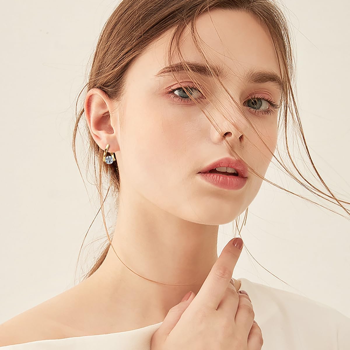 Sterling Silver Irregular Design Hoop Earrings for Women, 1ct VVS1 D-color Round Cut Diamond Earrings, Ideal Gifts for Her - Image 4