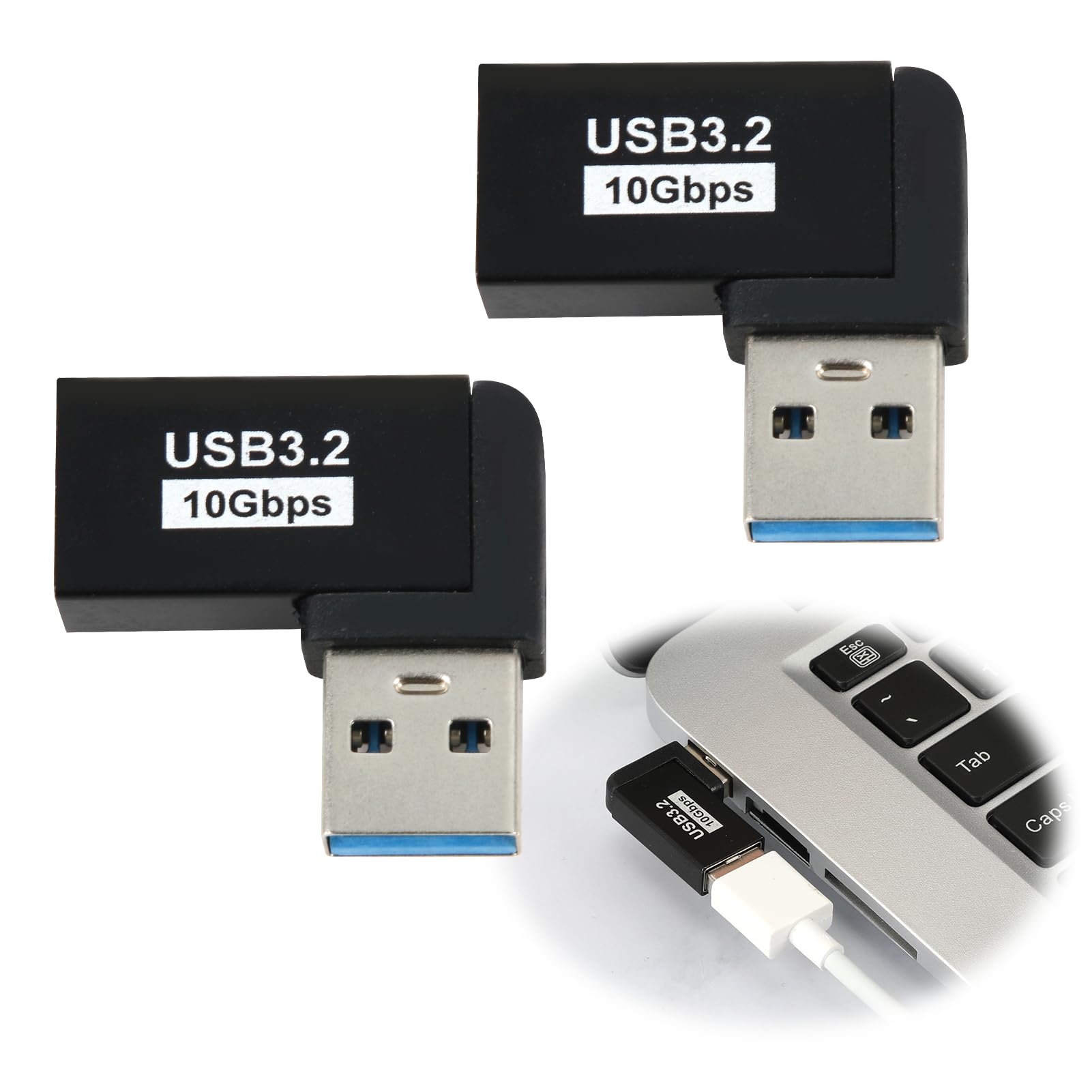 4x USB 3.2 Winkelstecker 90 Grad – A-Stecker Auf Buchse, Vorwärts/rückwärts, Bis 10 Gbit/s, Schwarz