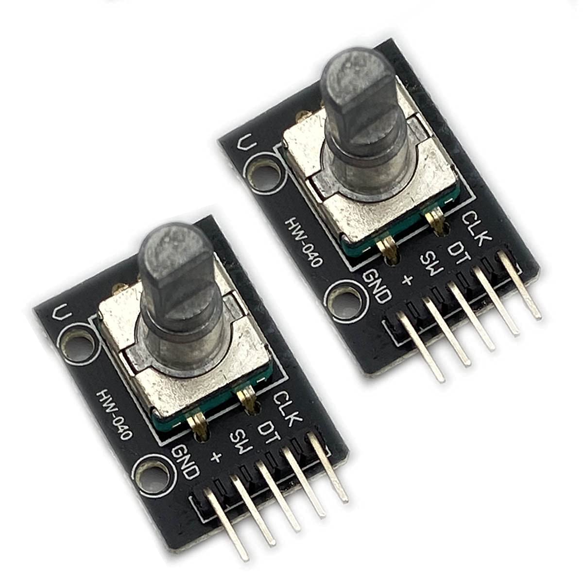 YUNIQUE GREEN-CLEAN-POWER - Rotary Encoder Module KY-040 2 Pieces | For Raspberry Pi and Arduino | Rotatable and Pressable Knob | Ideal for Volume Adjustment and Counting, Metal
