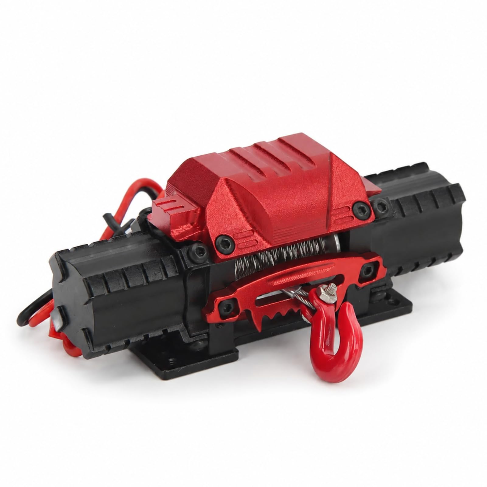 RC Auto Winch, Doppelmotor Seilwinde mit 10kg Zugkraft für RC Auto - Aluminium Konstruktion kompatibel mit Crawler und Geländewagen (Schwarz)