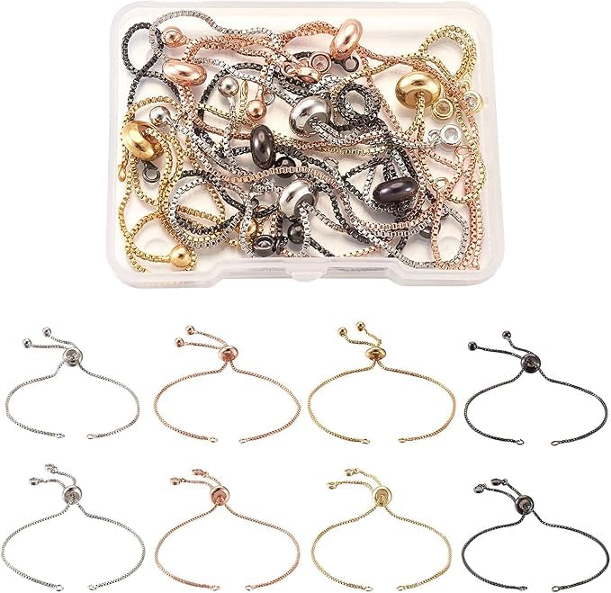 9CaratBracelet Adjustable Slider Chain | Bracelet Lock 12Pcs 4inch
