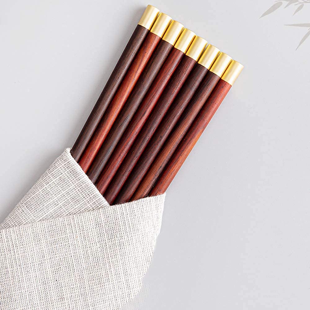 Set Di Bacchette Riutilizzabili In Legno E Acciaio Inossidabile Con Supporto - Bastoncini Giapponesi E Cinesi Per Sushi, Ramen E Riso - Ecologici, Lavabili A Mano - 3