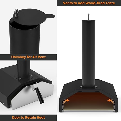 Miniatura 5 de Stanbroil Caja de horno de pizza al aire libre de 14 pulgadas para estufa de leña, máquina de pizza de leña con piedra para pizza para parrillaestufa