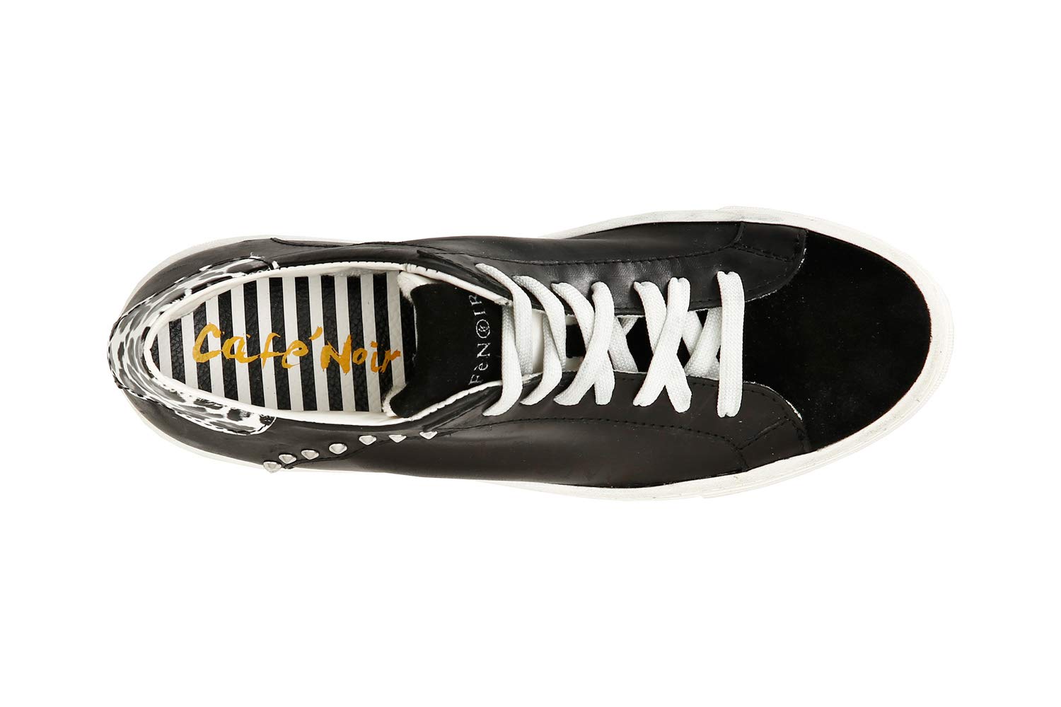 DF146 Bianco Scarpa Donna Cafenoir Sneaker Ginnica maculato con Borchie