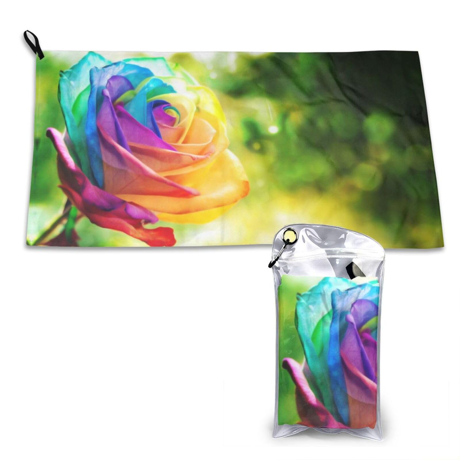 WXWJSHMGC Rainbow Rose Print Cooling Towel, Gym Towel,Cooling Towels For Neck, Soft Breathable Travel Cool Towel,Sports Towels For Gym,Camping