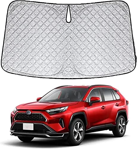トヨタ RAV4 フロントサンシェード RAV4 サンシェード フロント トヨタ RAV4 50系フロントサンシェードトヨタ RAV4 フロントサンシェード 50系遮光フロントシェイド TOYOTA RAV4 50系 MXAA5# AXAH5# 2019年4月-現行 トヨタ RAV4 50系 に適用 フロントサンシェード 車用サンシェード 高密度生地 簡単着脱 インテリア 内装パーツ 車種専用設計(Toyota RAV4 50系厚い6層, 銀)