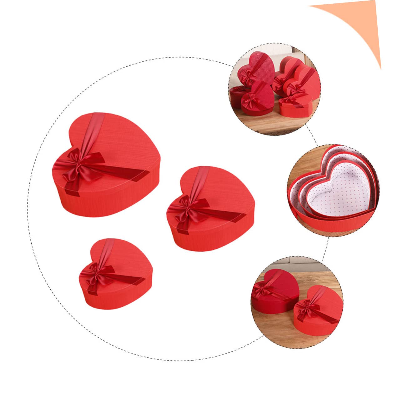 Healeved Herzförmige Geschenkbox aus Papier Rot 3 Stück für Valentinstag und Hochzeit