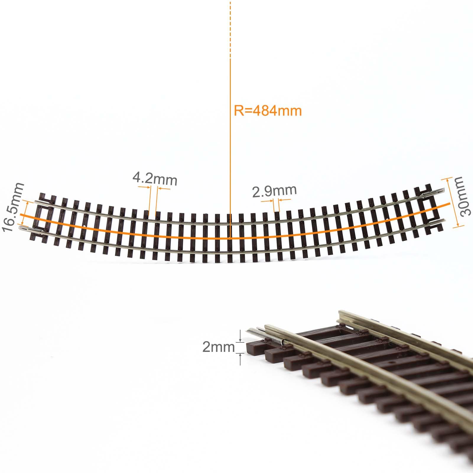 Evemodel Piste H0 1:87 Code 100 19" Modèle Rayon Courbe Trace Cuivre Nickel Rail Paysage (12/Pkg)