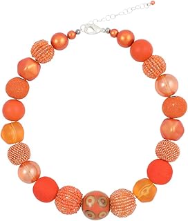 Collana da donna con perle arancioni, senza ciondolo, lunghezza 45 cm, ideale come regalo per fidanzata, madre, compleanno, idee regalo per lei