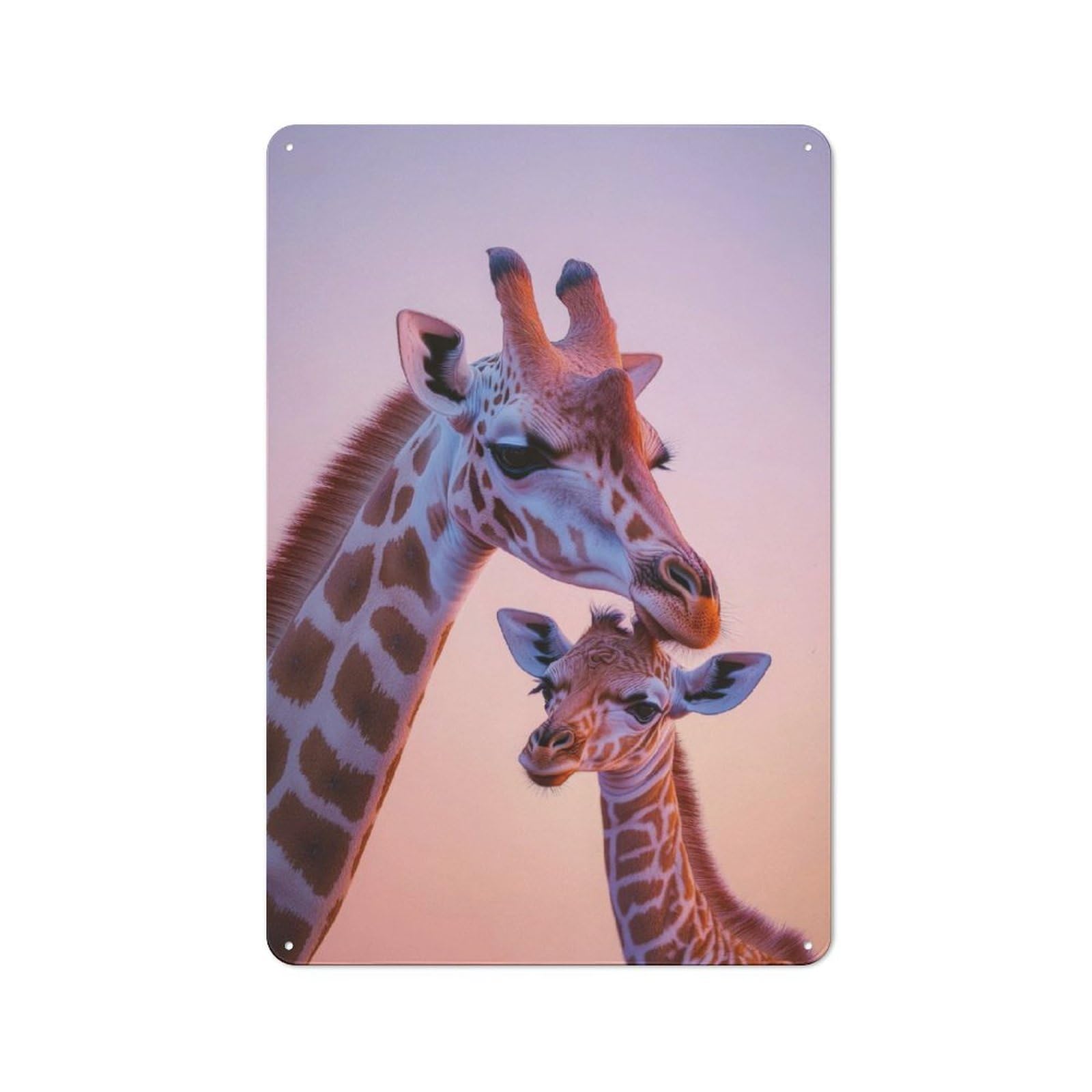 Junmoney Giraffe Mother And Calf Retro Metal Sign 30X20cm Featuring For Bar Or Restaurant, For Bar Decor Enthusiasts