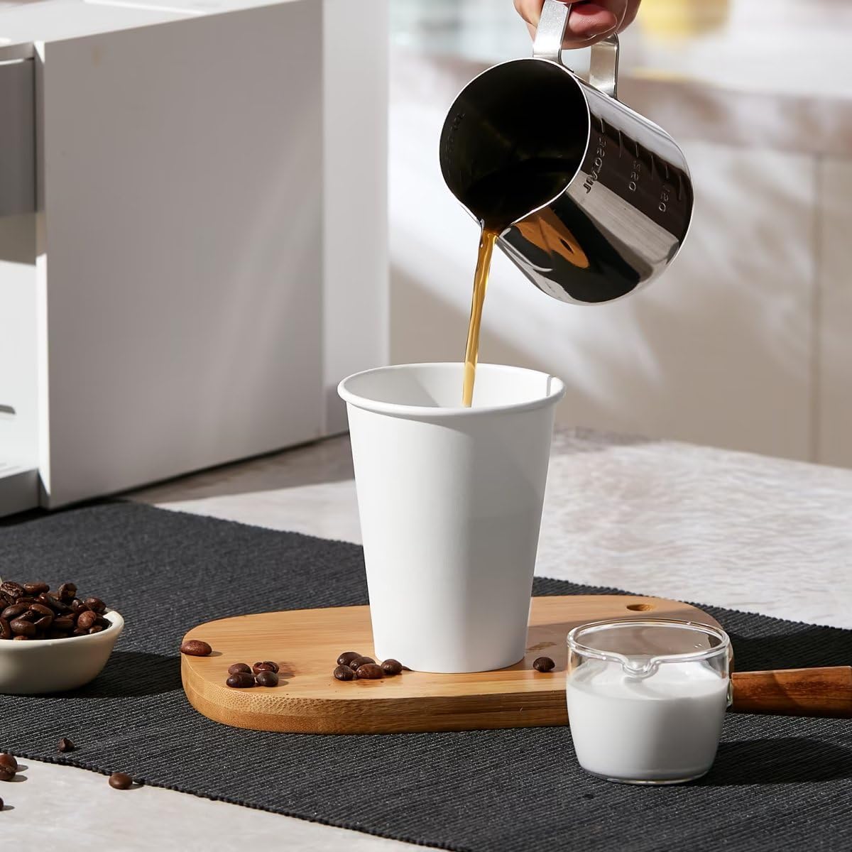 JOLLY PARTY 300 Pack 12 oz Disposable Paper Coffee Cup, Hot/Cold Beverage Drinking Cups for Water, Paper Coffee Cups, White Hot Coffee Cups - Image 3