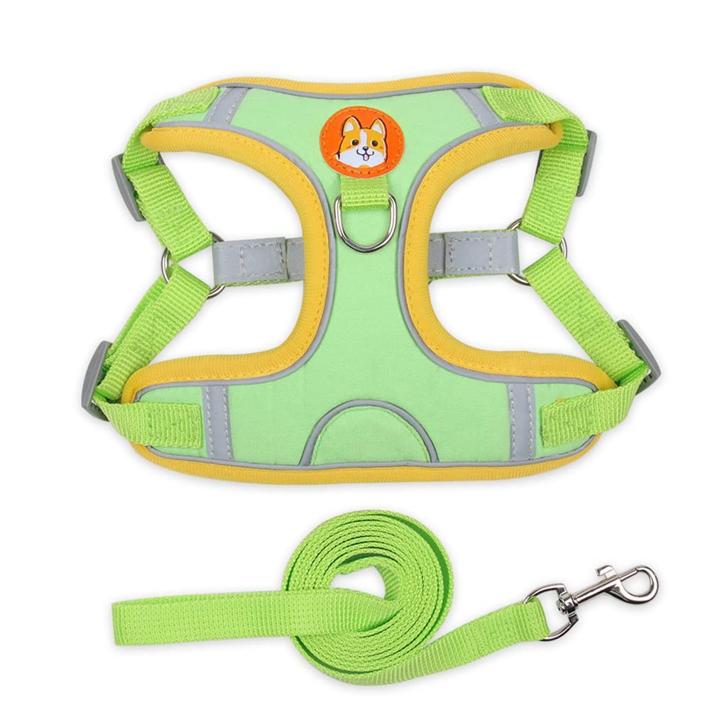 Pet Chest Strap Dog Harness Reflective and Breathable Small Dog Traction Vest Harness Rope Outdoor Dog Walking Leash (E Medium)