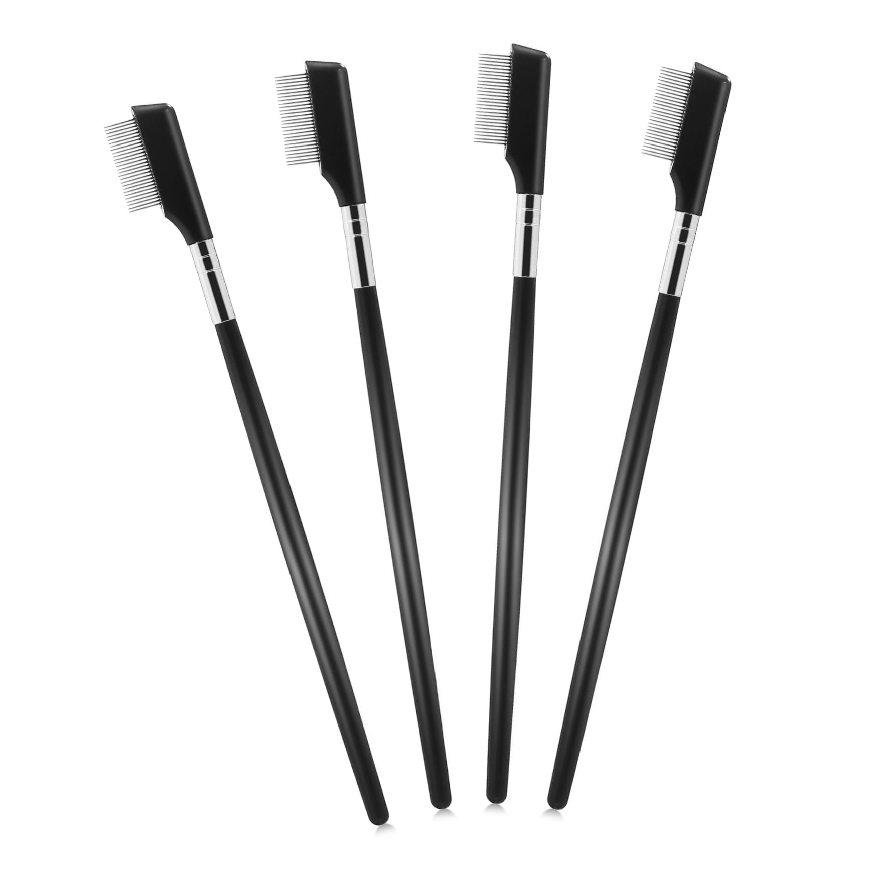 LIFKOME 4 Pcs Eyelash Comb Cleaning Eye Lash Comb Separator Lash Curlers Eye Lash Brush Wand Definer Brushes Eyelash Separator Comb Lashes Separators with Eyelash Curler Stainless Steel