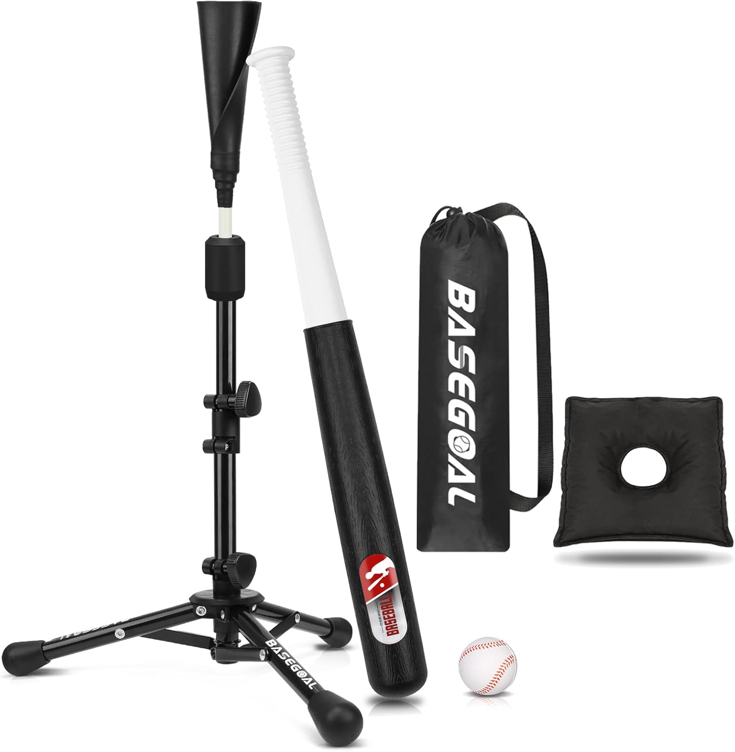 BaseGoal Baseball Tee for Kids,Youth Stand Set,Teeball Set,Youth Baseball,Softball Batting Tee Set,Easy Adjustable Height