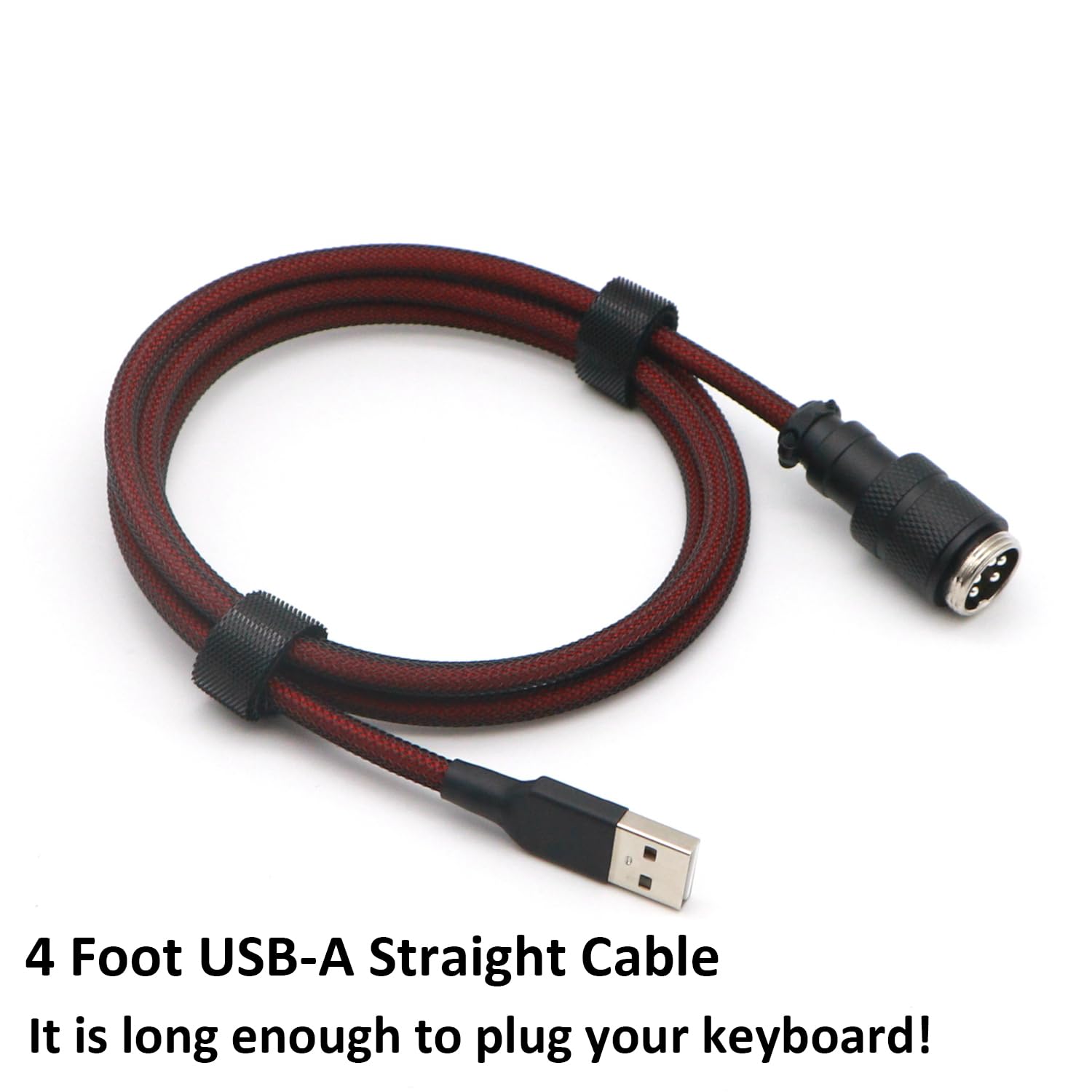 Cavo a spirale per tastiera meccanica a doppia manica con 5 pin GX16 Aviator, 1,2 m, USB A a USB tipo C (rosso scuro)