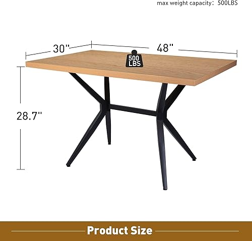 Miniatura 3 de Mesa de comedor de madera de 48 x 30 pulgadas para 4-6 personas, mesa de comedor moderna de mediados de siglo con alfombrillas antideslizantes, base