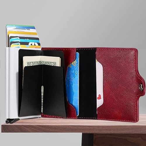 Miniatura 4 de Tarjetero para hombre, tarjetero delgado para tarjetas de crédito, bolsillo frontal, antirrobo, RFID, autoemergente, para viajes, billeteras