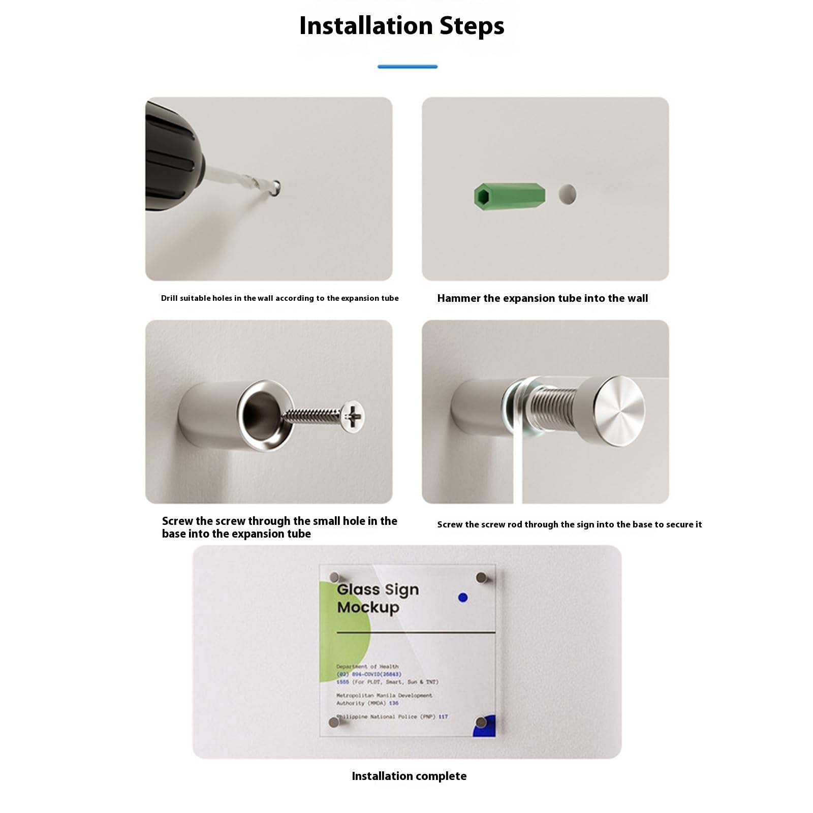 20 Stück Glasbefestigungen, Edelstahl Werbeabstandshalter, Stiftnägel, Werbetafeln, Befestigungsschrauben, Hardware, einfach zu installieren, Edelstahl Werbeabstandshalter, Stiftnägel