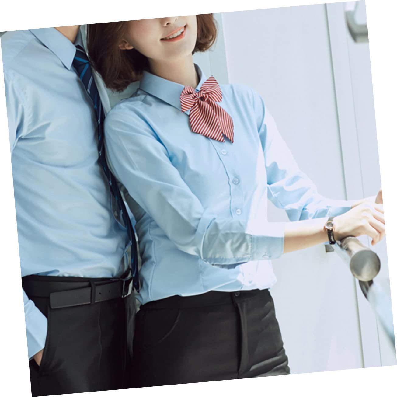 Veemoon 2pcs Adjustable Red and White Stripe Bow Ties for Graduation Stylish Accessories for Men and Women Photo Props for Graduation Suits and Celebrations