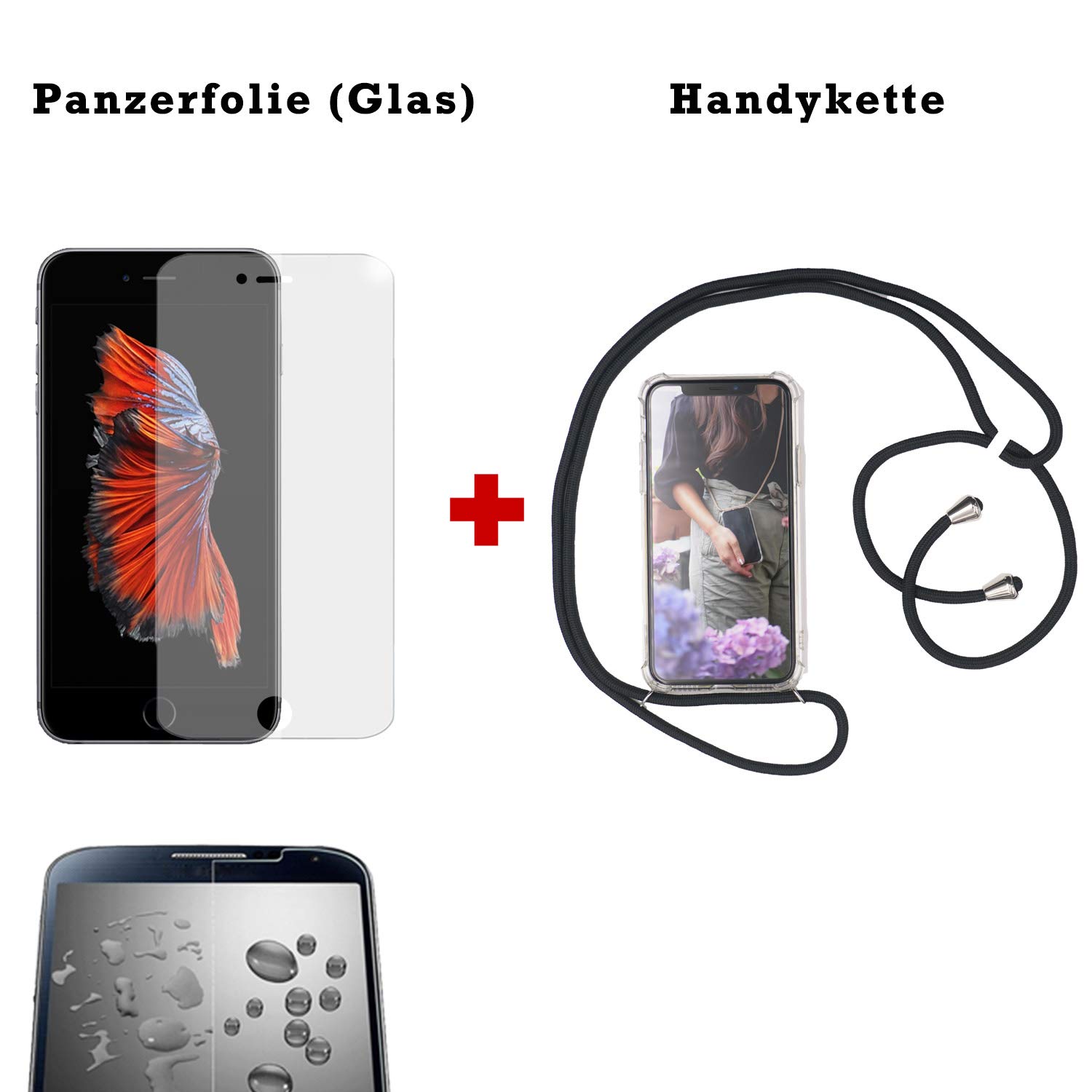 Eximmobile Handykette Mit Panzerfolie Für Huawei P20 – Rote Umhängehülle Mit Seil & Display-Schutz – Praktisch & Stylisch