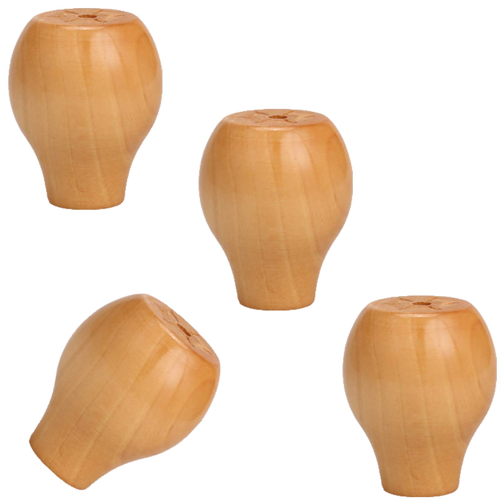 Zhuoz1t Wood Color 4Pcs Solid Wood Furniture Legs,Wooden Sofa Legs,Round Bun Furniture Feet,Replacement Legs For Couch,Bed,Armchair,Cabinet,Coffee Table,Tv Cabinet,With Accessories,2Cm/4Cm/6Cm(Wood Color6cm)