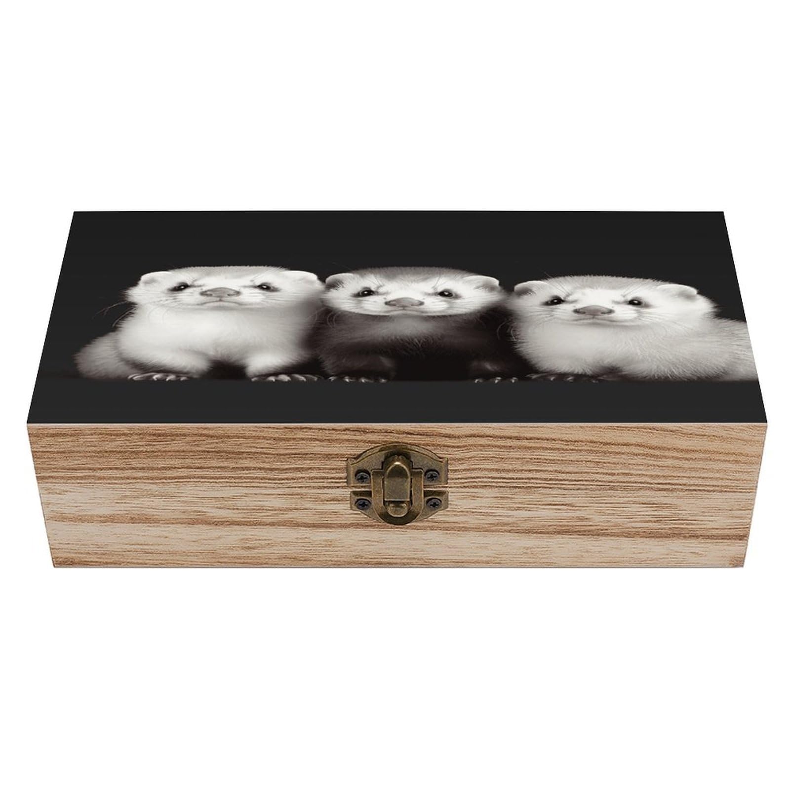 VstaDank Ferrets Wooden Keepsake Box with Hinged Lid Solid Wood Gift Boxes Beautifully Keepsake Box Jewellery Organiser Retro Memory Treasure Case with Lids Decorative Boxes