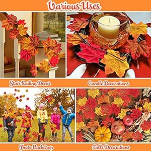 Moon Boat 1100PCS Fall Artificial Maple Leaves Thanksgiving Autumn Leaf Wedding Party Table Decor,Multicolored Moon Boat 1100PCS Fall Artificial Maple Leaves Thanksgiving Autumn Leaf Wedding Party Table DecorMulticolored