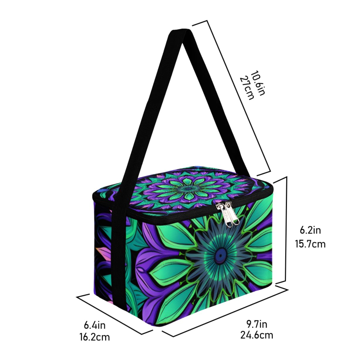 GzLeyigou Lunch Bags for Women Men 9 Cans,Magic Graphics Hot & Cold Food Delivery Bag Insulated Grocery Bag Insulated Lunch Box Psychedelic Floral Cooler Bag for Office Work Picnic Beach
