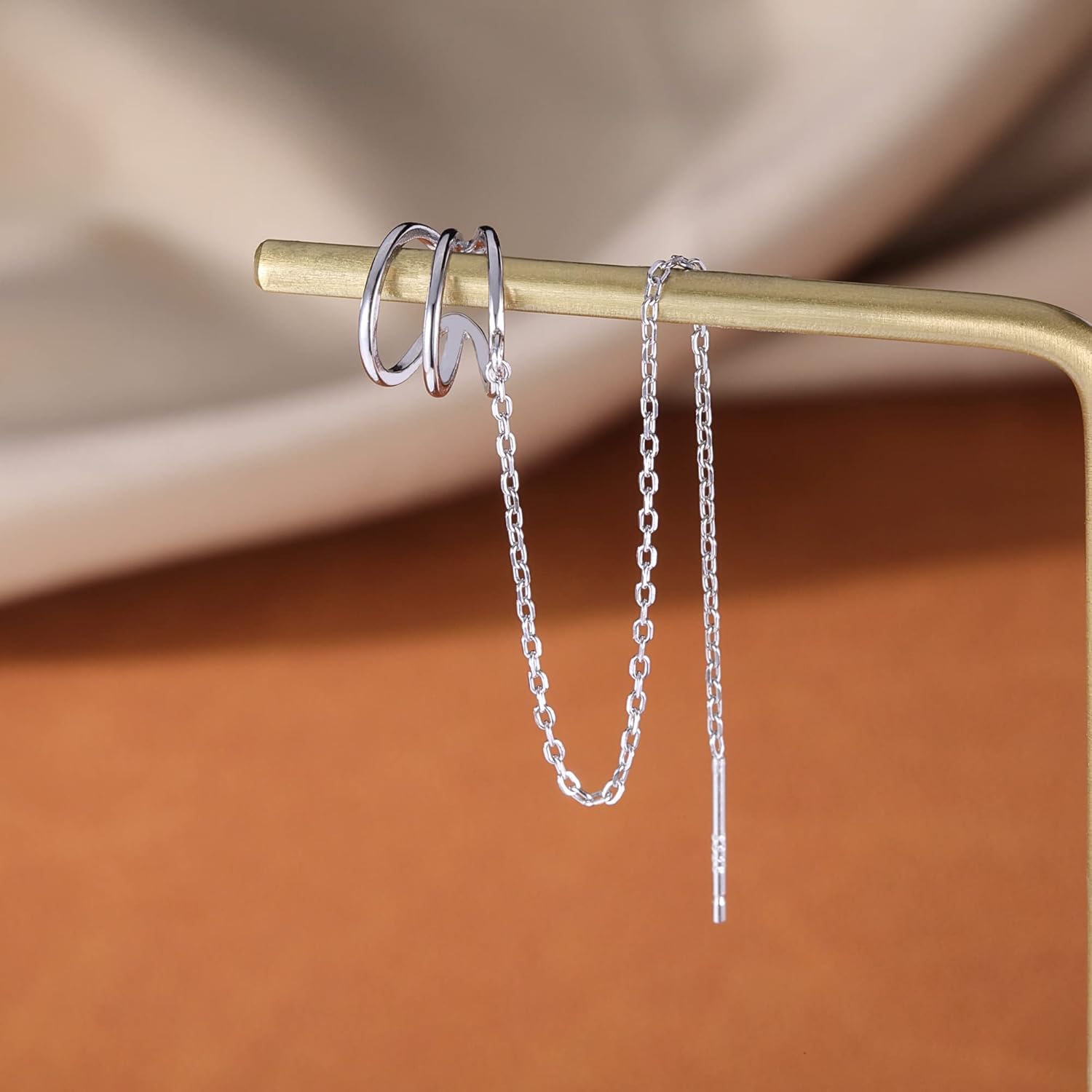 SLUYNZ 925 Sterling Silver Ear Cuff Earrings Chain for Women Crawler Earrings Wrap Helix Climber Earrings