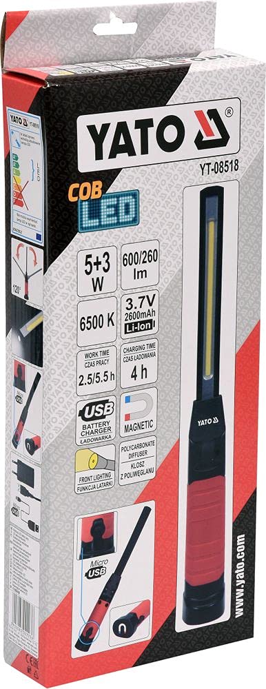 Werkstattlampe Arbeitslampe Stablampe Handlampe Leuchte Lampe Akku LED 5W+3W