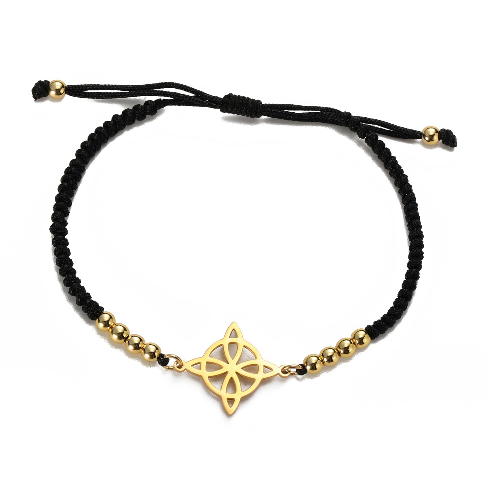Witch Knot Bracelet Irish Trinity Celtic Knot Bracelet Handmade Braided Rope Lucky Red String Bracelet Adjustable Beaded Couple Triquetra Wiccan Amulet Jewelry
