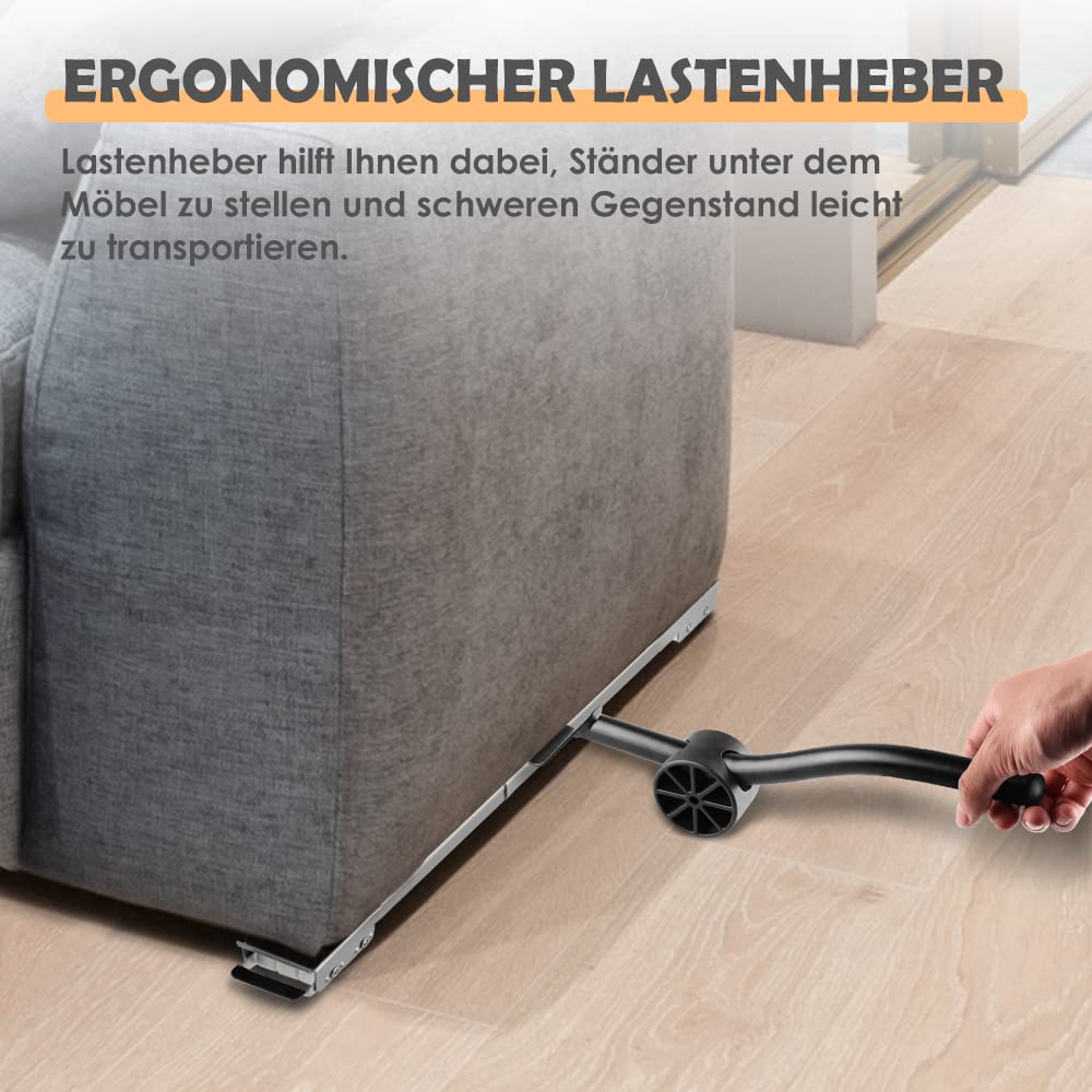 SMONTER 2er Set Waschmaschinen Untergestell mit Möbelheber und Rädern (Tragkraft 300kg), Möbelroller mit Bremsen, Transportrollen für Waschmaschine, Kühlschrank, Trockener, Geschirrspüler usw, Silbrig