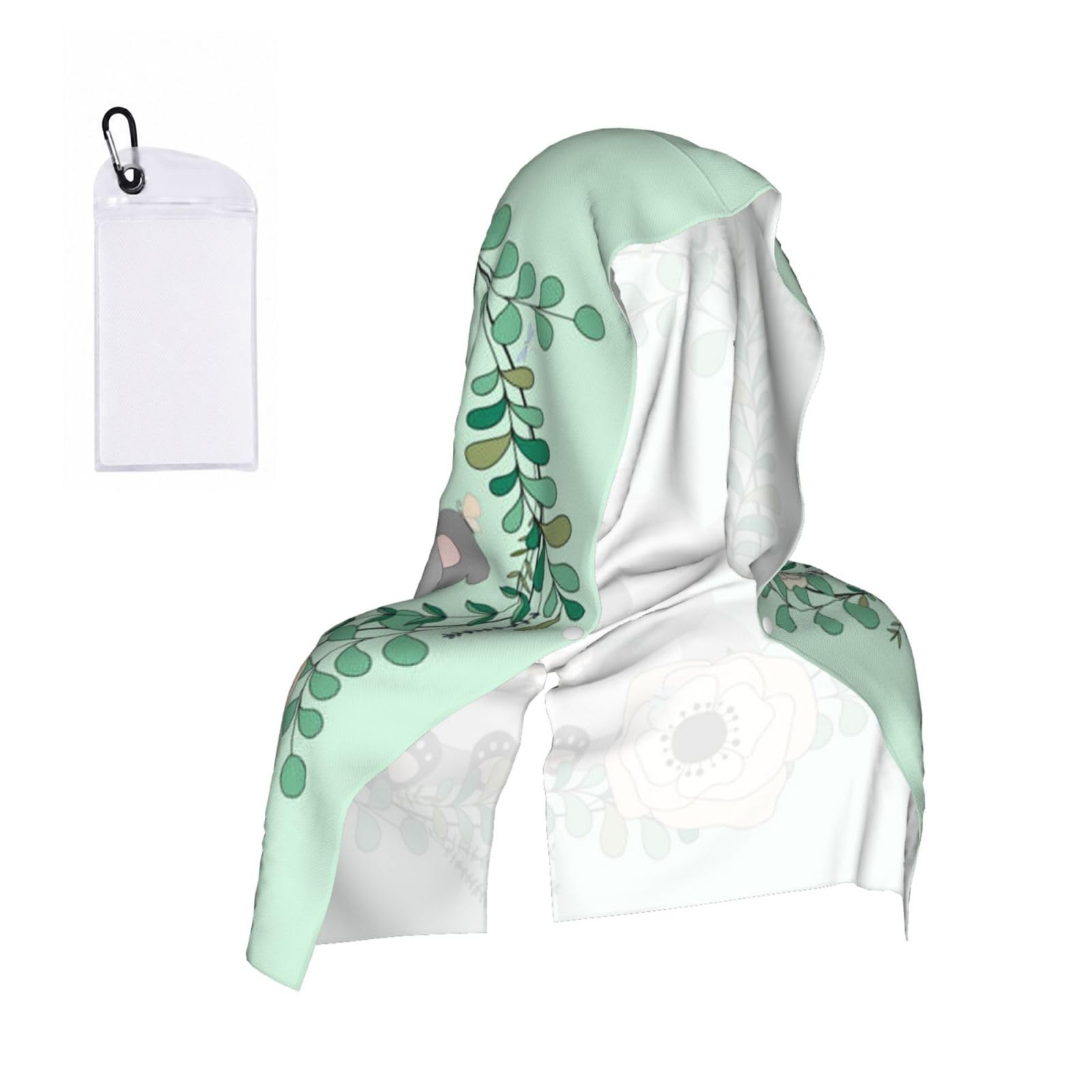 SATUSA Koala Print Cooling Hoodie Towel, Cooling Towels For Neck And Face, Quick Drying Absorbent Cooling Head Towel Beach Camping Gym Construction(2pcs)
