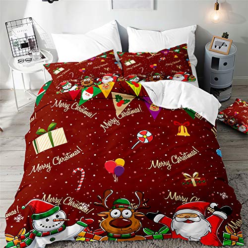 Weihnachtsbettwäsche Microfaser 23 Surwin Bettwäsche Weihnachten Set Rentiere und Schneeflocke Muster...